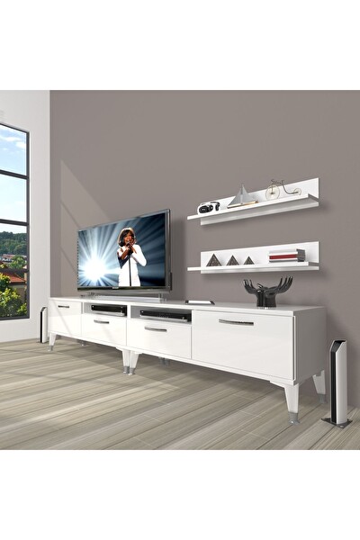 Decoraktiv EKO 220R MDF Silver Parlak Beyaz TV Sehpası