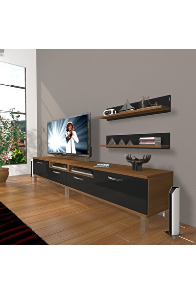 Decoraktiv
										 EKO 220R SLM Krom Ayaklı Ceviz - Siyah TV Sehpası