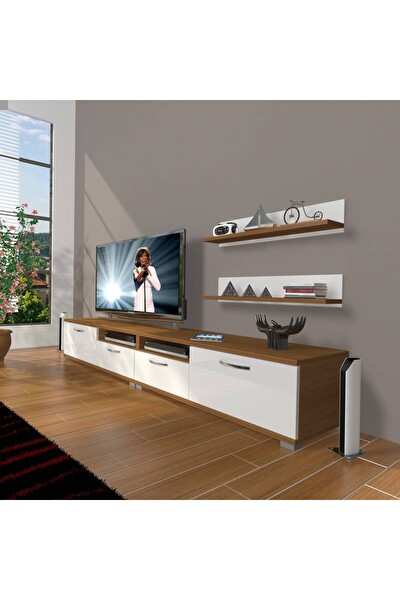 Decoraktiv EKO 220R SLM Ceviz - Beyaz TV Sehpası