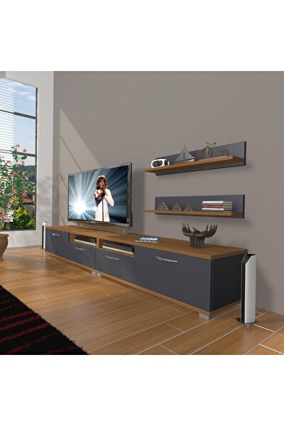 Decoraktiv EKO 220R MDF Ceviz - Antrasit TV Sehpası