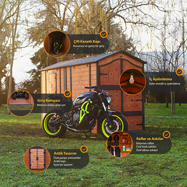 Mandu Ahşap Motosiklet ve ATV Garajı (Takım Odası)