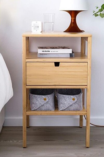 DigitHome Bambu 3 Katlı Çekmeceli Depolama Raflı Komodin –JW-22230 B/3 C1-1-289