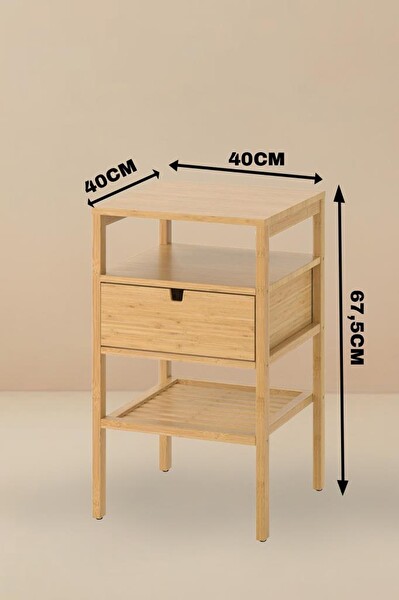 DigitHome Bambu 3 Katlı Çekmeceli Depolama Raflı Komodin –JW-22230 B/3 C1-1-289