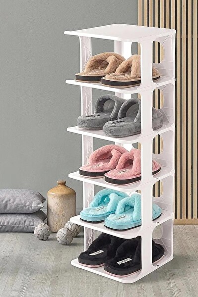 Mithra Life 5 Katlı Plastik Beyaz Ayakkabı Rafı MIT1062