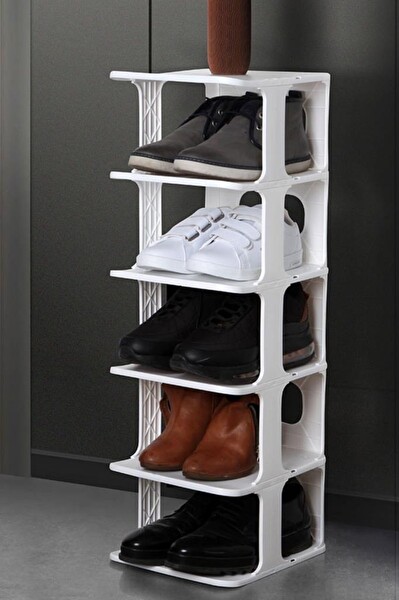 Mithra Life 5 Katlı Plastik Beyaz Ayakkabı Rafı MIT1062