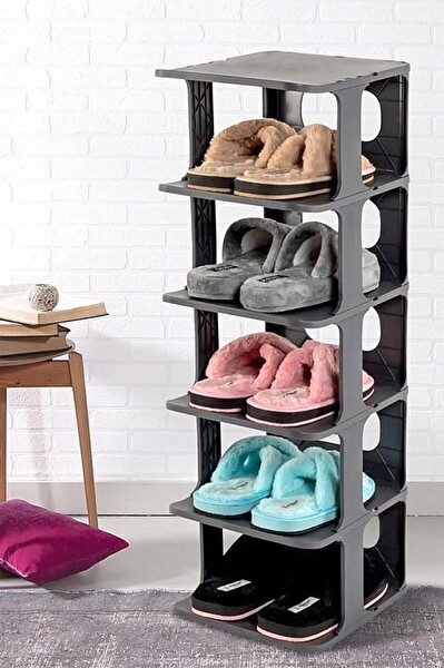 Mithra Life 5 Katlı Plastik Gri Ayakkabı Rafı MIT1063