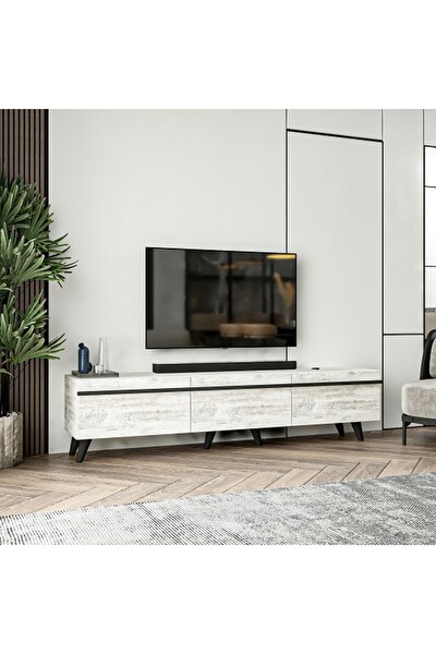 BMdekor TV Sehpası Asil Kristal Beyaz 180 CM