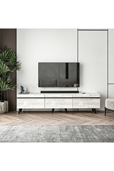 BMdekor TV Sehpası Asil Kristal Beyaz 180 CM
