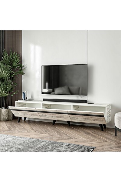 BMdekor TV Sehpası Asil Kristal Beyaz 180 CM