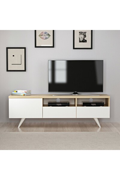 BMdekor TV Sehpası Berrak Beyaz Safir Meşe 150 CM