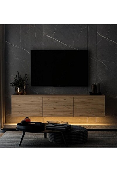 BMdekor TV Sehpası Norm Duvara Monte Atlantikçam LED Işıklı 160 CM