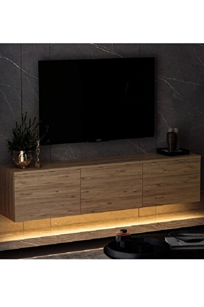 BMdekor TV Sehpası Norm Duvara Monte Atlantikçam LED Işıklı 160 CM