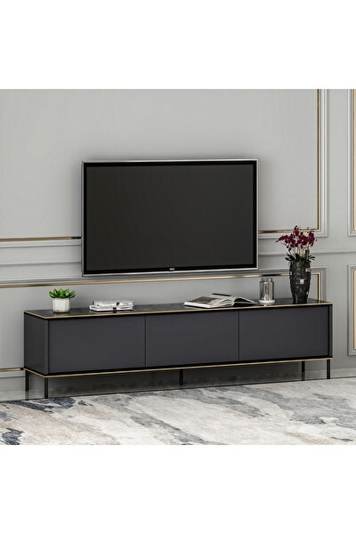 BMdekor TV Sehpası Kozan Antrasit Mermer Desen 180 CM
