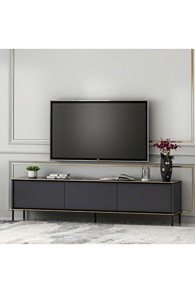 BMdekor TV Sehpası Kozan Antrasit Mermer Desen 180 CM