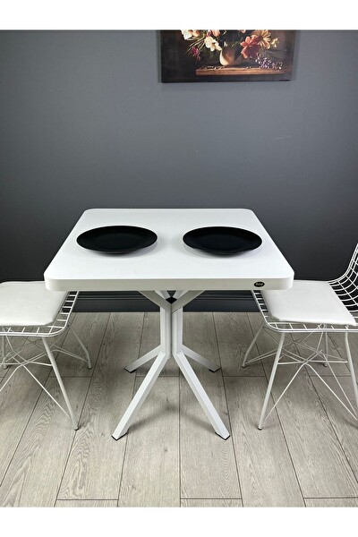 Hey Modüler Mobilya Tepe Kavisli Köşe Beyaz Ayak 70 CM Beyaz Mutfak Masası