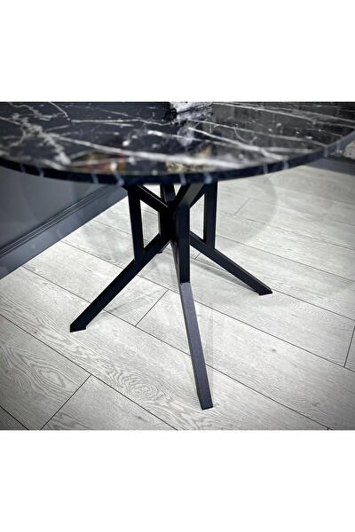 Hey Modüler Mobilya Selin Metal Siyah Ayak 90 CM Kemençe Yuvarlak Masa