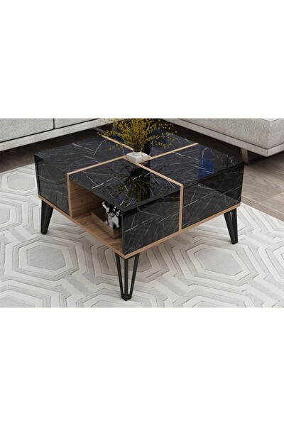 BMdekor Orta Sehpa Nova Mermer Desen Meşe