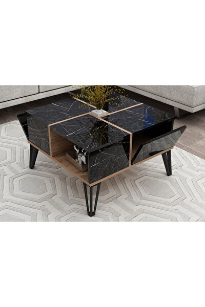 BMdekor Orta Sehpa Nova Mermer Desen Meşe