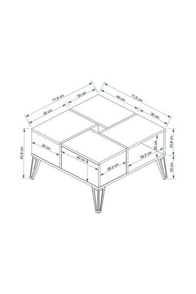 BMdekor Orta Sehpa Nova Beyaz Siyah