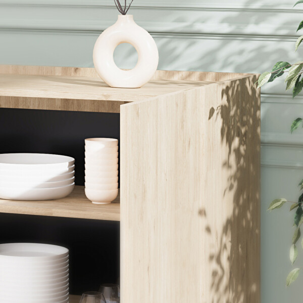 Adore Mobilya Luna 4 Kapaklı Konsol-Florida Meşe 180x100x43 CM