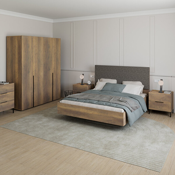 Adore Mobilya Oryana Çift Kişilik Karyola-Koyu Ceviz 171x120x206 CM