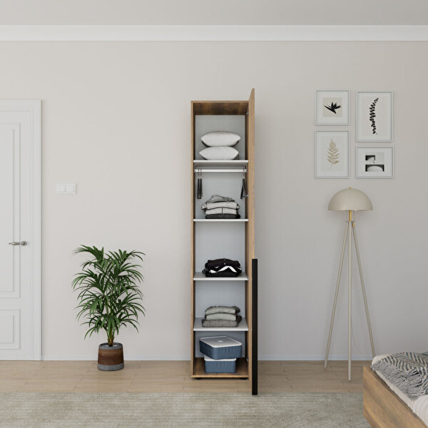 Adore Mobilya Oryana Tek Kapaklı Gardırop Koyu Ceviz 45x210x62 CM