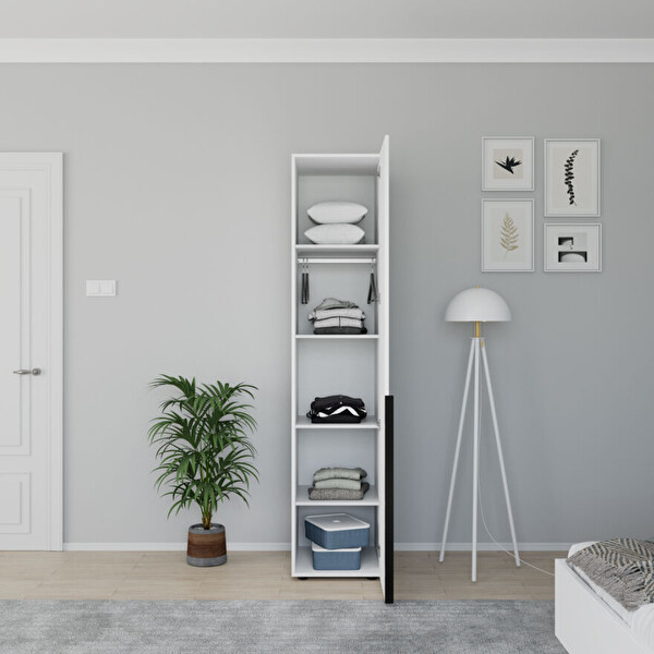Adore Mobilya Oryana Tek Kapaklı Gardırop-Mat Lake Beyaz 45x210x62 CM