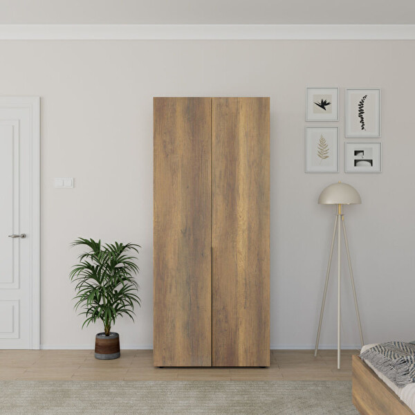 Adore Mobilya Oryana 2 Kapaklı Ara Bölmeli Gardırop-Koyu Ceviz 90x210x62 CM