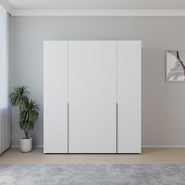 Adore Mobilya Oryana 4 Kapaklı Gardırop-Mat Lake Beyaz 180x210x62 CM