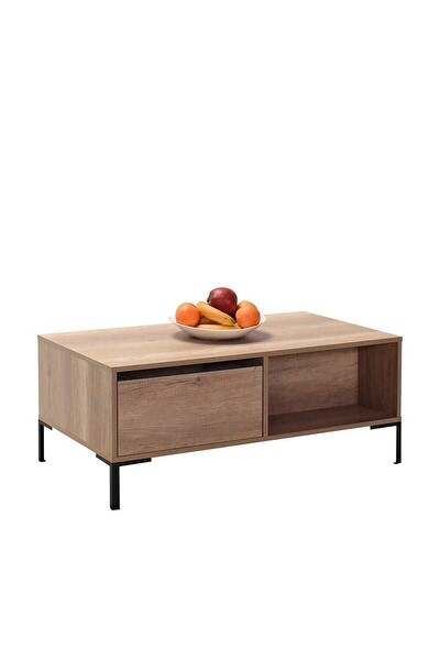 Adore Mobilya Cube Dikdörtgen Orta Sehpa-Açık Ceviz (Tori) 103x42x60 CM