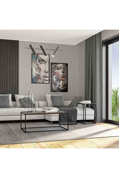 Adore Mobilya Profile Kare Orta Sehpa - Mermer Desenli 80x42x80 CM