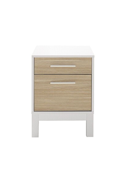 Adore Mobilya London 2 Çekmeceli Komodin-Meşe-Beyaz 45x60x45 CM