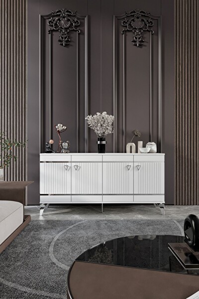Venüs VNS Modüler Kordon Konsol MDF Mebran Kapak Beyaz Gümüş