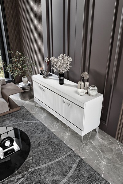 Venüs VNS Modüler Kordon Konsol MDF Mebran Kapak Beyaz Gümüş