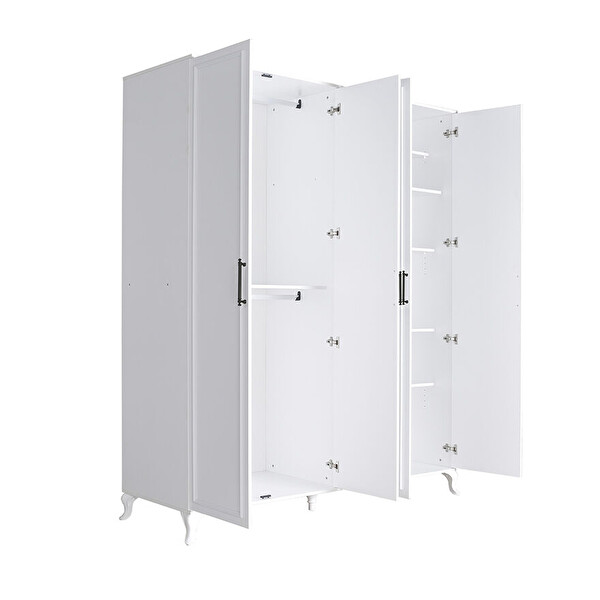 Adore Mobilya Country 4 Kapaklı Gardırop-Mat Lake Beyaz 180x224x62 CM (GxYxD)