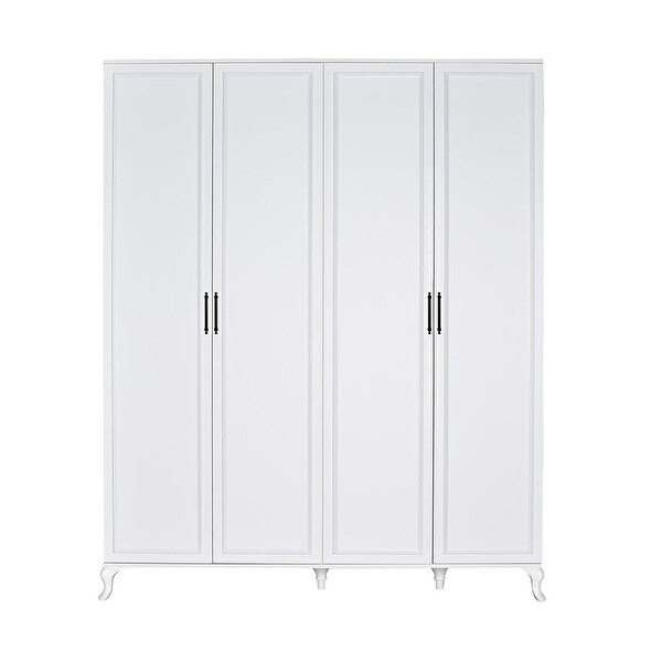 Adore Mobilya Country 4 Kapaklı Gardırop-Mat Lake Beyaz 180x224x62 CM (GxYxD)