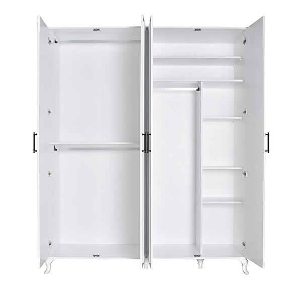 Adore Mobilya Country 4 Kapaklı Gardırop-Mat Lake Beyaz 180x224x62 CM (GxYxD)