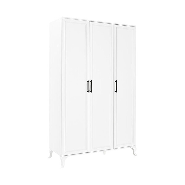 Adore Mobilya Country 3 Kapaklı Gardırop-Mat Lake Beyaz 103x199x51 CM (GxYxD)