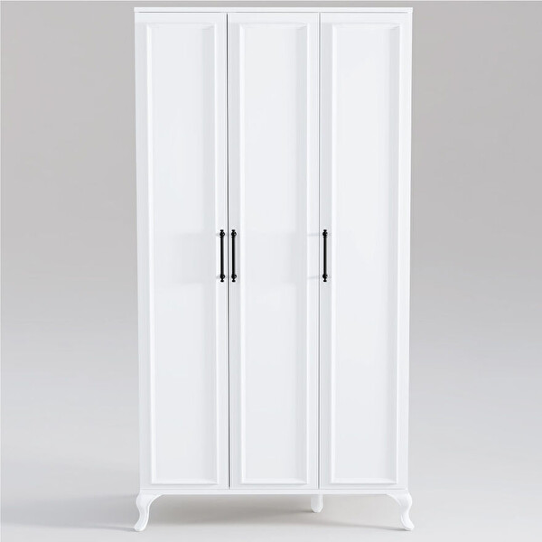 Adore Mobilya Country 3 Kapaklı Gardırop-Mat Lake Beyaz 103x199x51 CM (GxYxD)