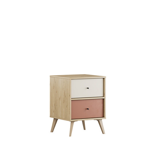 Adore Mobilya Tiffany 2 Çekmeceli Komodin-Florida Meşe/Karışık Renk 44x61x44 CM