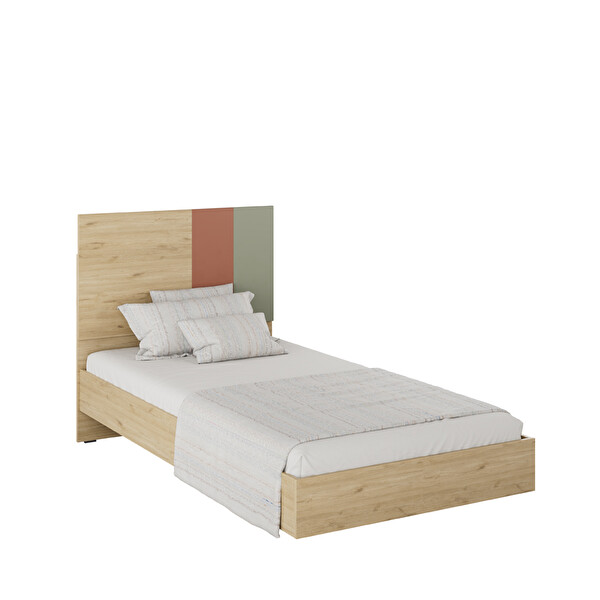 Adore Mobilya Tiffany Tek Kişilik Karyola-Florida Meşe/Karışık Renk 107x110x205 CM