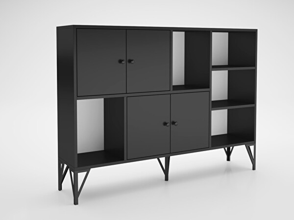 Wood'n Love Rüzgar 140 Cm Metal Ayaklı Konsol - Siyah / Siyah BSM263
