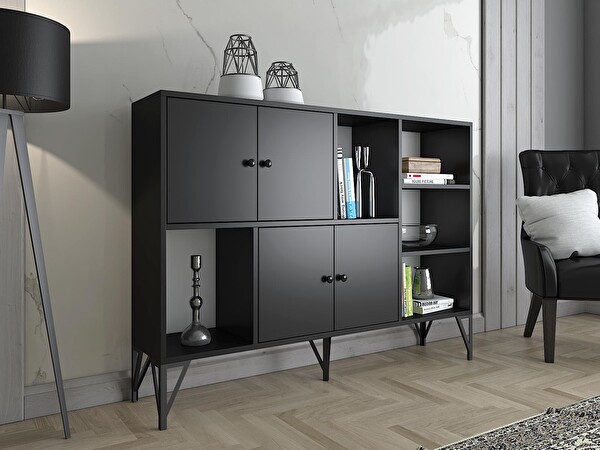 Wood'n Love Rüzgar 140 Cm Metal Ayaklı Konsol - Siyah / Siyah BSM263