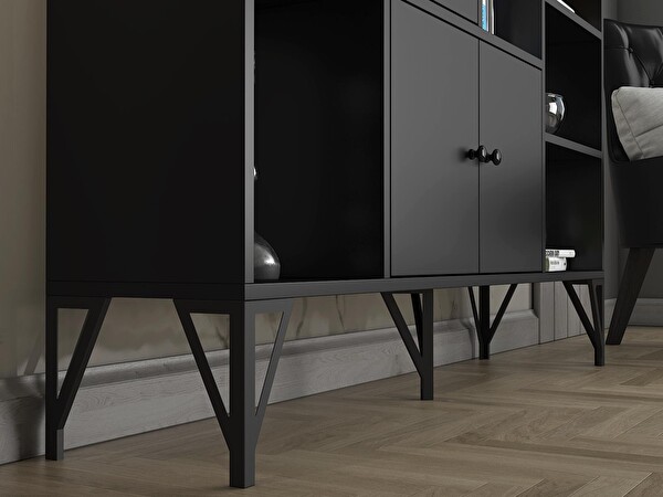 Wood'n Love Rüzgar 140 Cm Metal Ayaklı Konsol - Siyah / Siyah BSM263