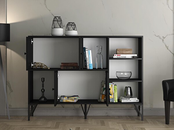 Wood'n Love Rüzgar 140 Cm Metal Ayaklı Konsol - Siyah / Siyah BSM263