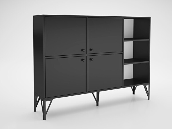 Wood'n Love Zeta 140 Cm Metal Ayaklı Konsol - Siyah / Siyah BSM320