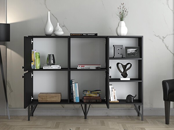 Wood'n Love Zeta 140 Cm Metal Ayaklı Konsol - Siyah / Siyah BSM320