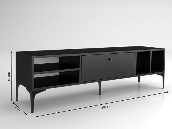 Wood'n Love Milan Tv Ünitesi Minifiks Bağlantı Dolap Metal Ayak - Siyah / Siyah BSM454