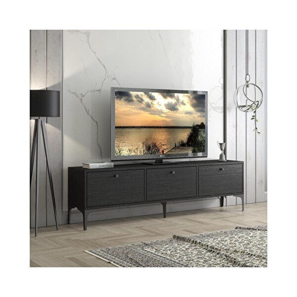 Wood'n Love Etna Premium Metal Ayaklı Dolaplı 160 CM TV Ünitesi - Wood Siyah - Siyah