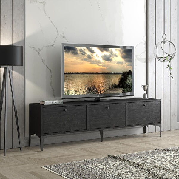 Wood'n Love Etna Premium Metal Ayaklı Dolaplı 160 CM TV Ünitesi - Wood Siyah - Siyah